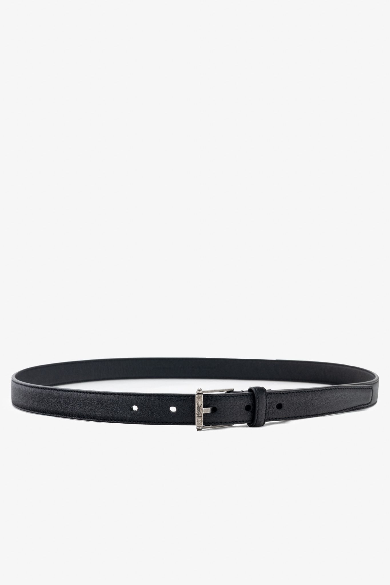 Saint Laurent Paris Saint Laurent Black Leather Skinny Belt Size ONE SIZE - 1 Thumbnail