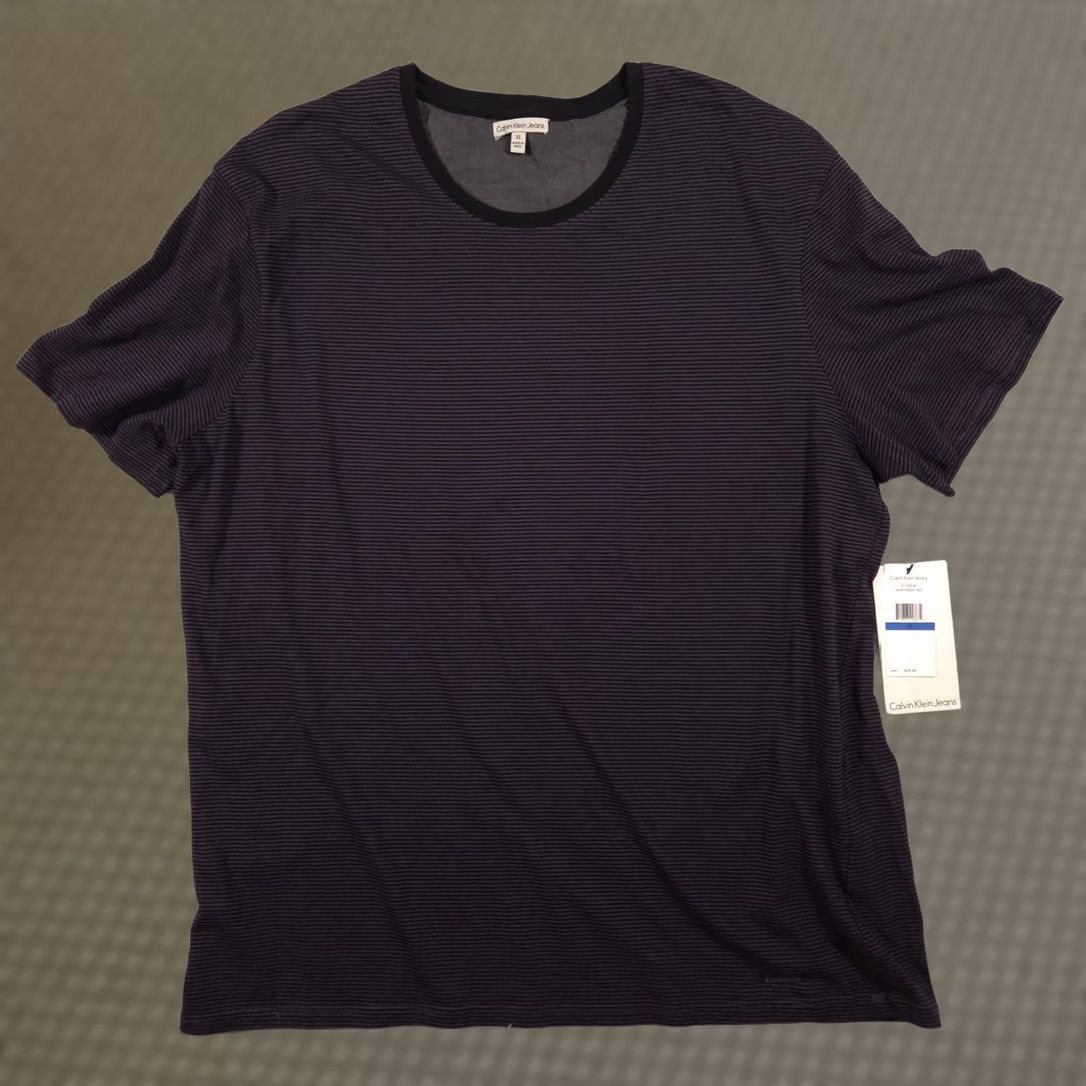 Vintage Calvin Klein Jeans Shirt Mens XL Purple Stripe Crewneck Lightweight Jersey Tee Size US XL / EU 56 / 4 - 1 Thumbnail