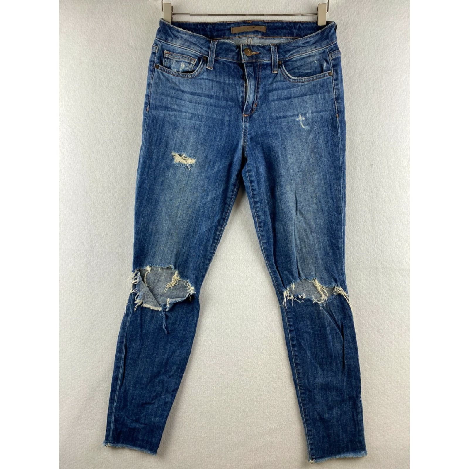 Vintage Joe's Jeans Skinny Ankle Womens 27 Denim Distressed Ripped Mid Blue Stretch Jeans Machine Washable Regular 5-Pocket Womens Jeans Size 27" / US 4 / IT 40 - 2 Thumbnail