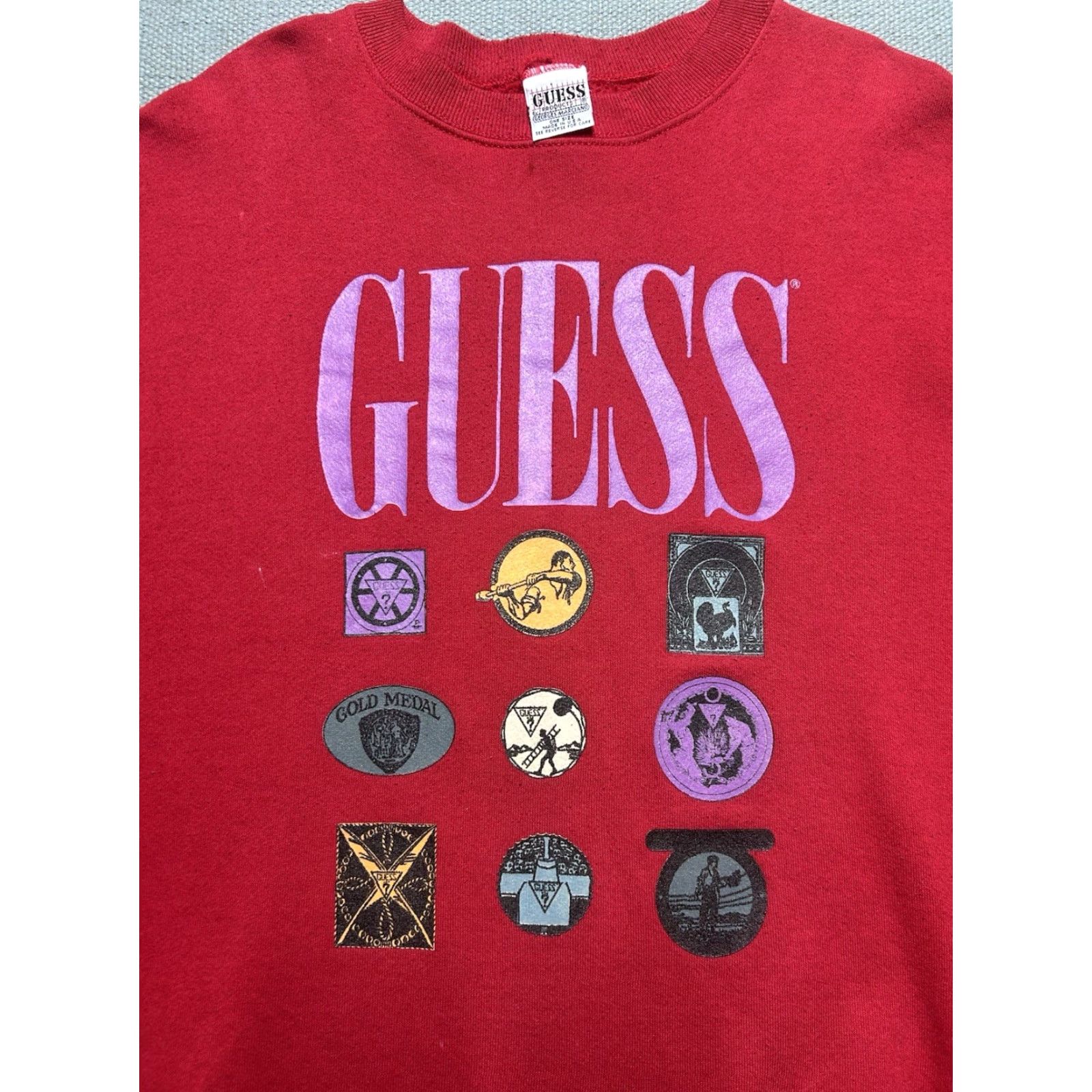 Guess VINTAGE GUESS Sweatshirt 90s Logo Pullover Large Red Mens Crewneck 80s 90s 1990s Spell Out Size US L / EU 52-54 / 3 - 2 Thumbnail