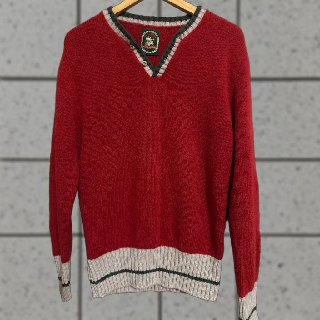 Vintage VINTAGE Alps Rugged Outdoors Sweater Henley Mens L Red USA Pattern Solid Open-Knit Long Sleeve Button Regular Adult Mens Size US L / EU 52-54 / 3 - 1 Thumbnail