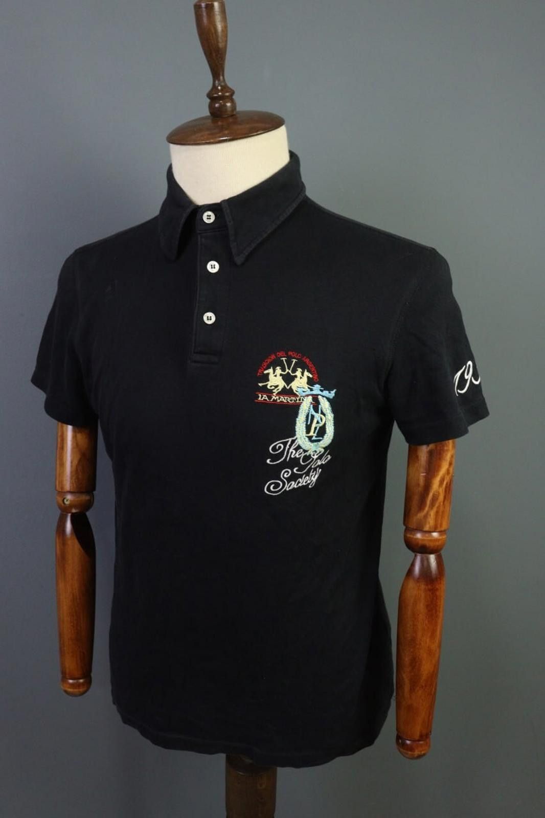 La Martina La Martina Black 100% Cotton Collared Polo Shirt Size L Size US L / EU 52-54 / 3 - 10 Thumbnail