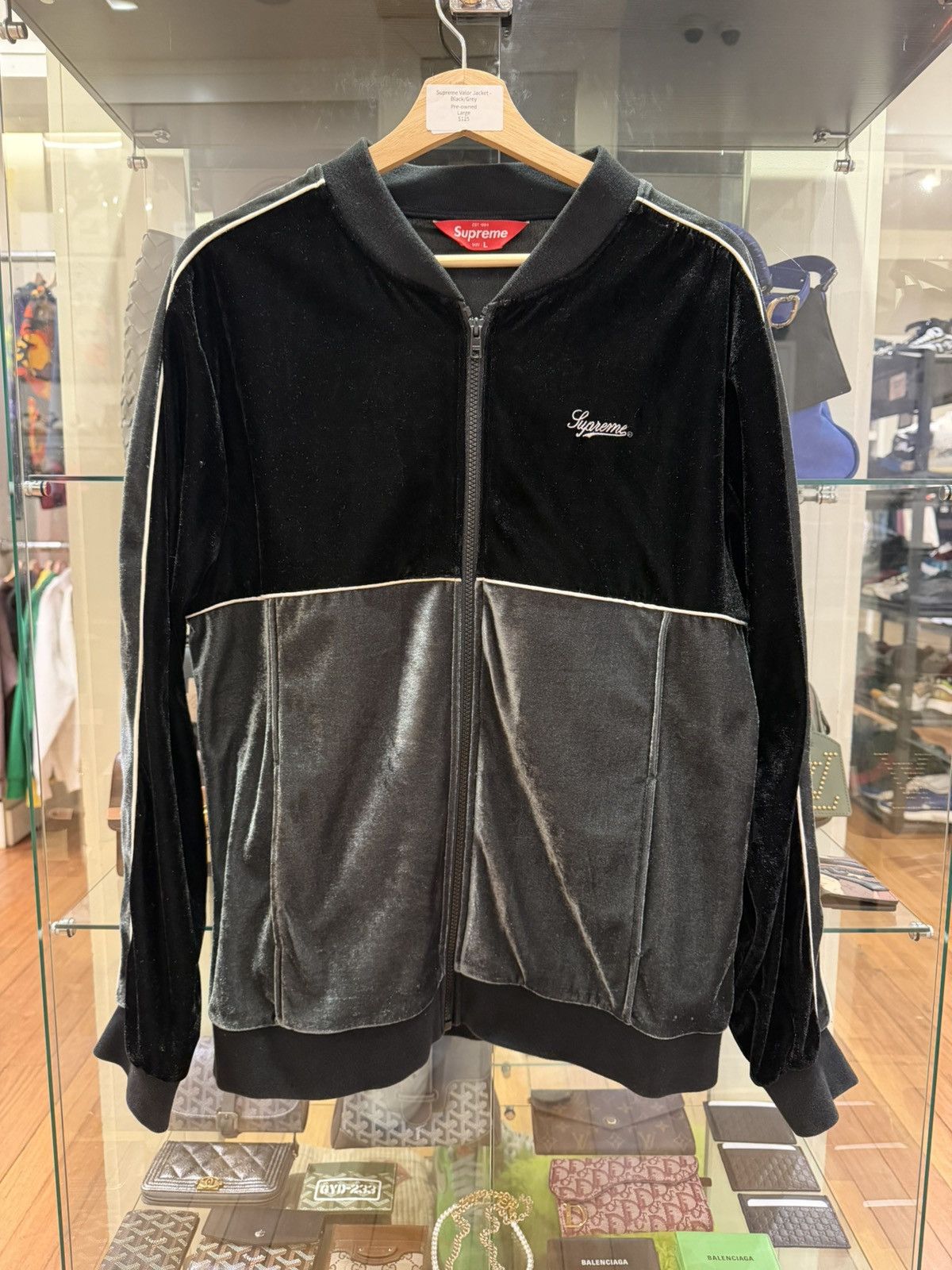 Supreme Supreme Velour Jacket - Black/Grey Size US L / EU 52-54 / 3 - 1 Thumbnail