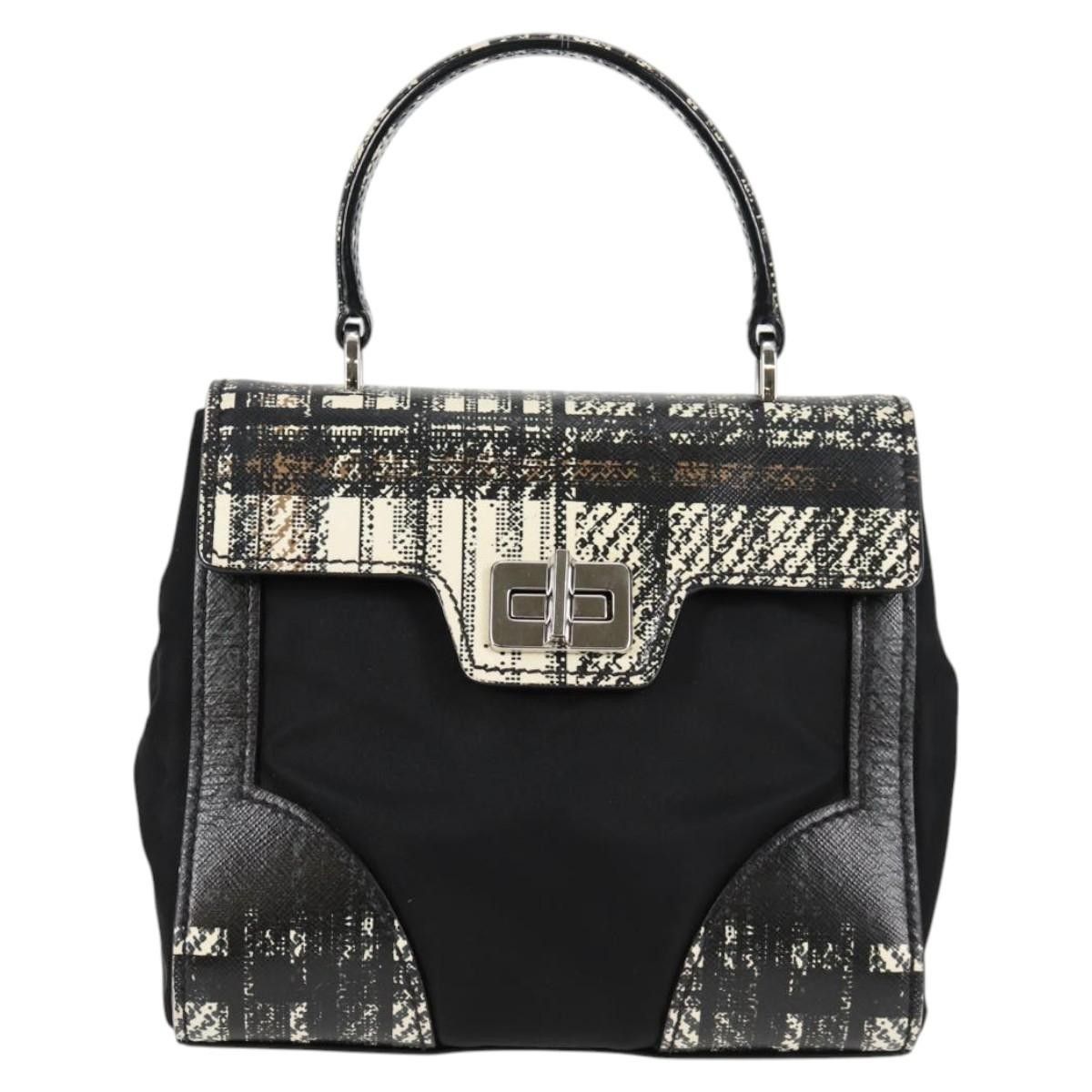 Prada Prada Turn Lock Top Handle Bag Printed Saffiano Leather with Tessuto Size ONE SIZE - 1 Thumbnail
