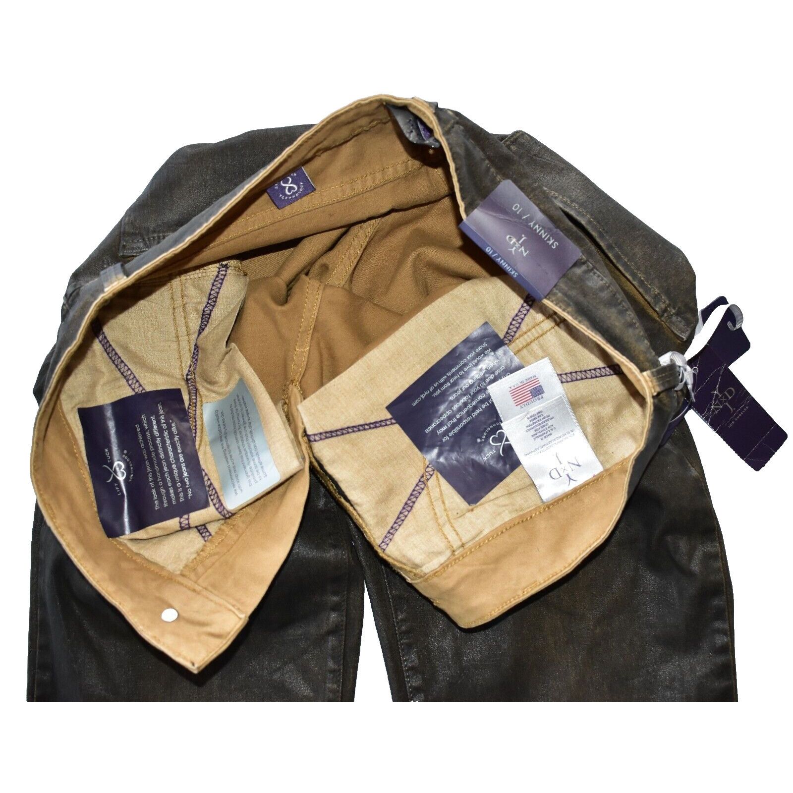 NYDJ NOT YOUR DAUGHTERS JEANS Brown Coated Skinny Jeans 10 $150 Size 32" / US 10 / IT 46 - 5 Thumbnail