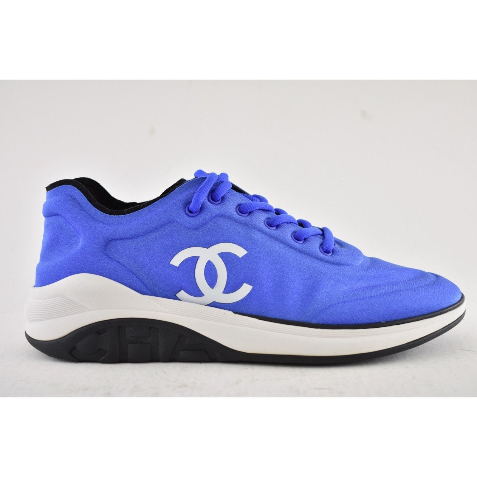 Chanel Chanel Men 19P Blue Lycra White Black CC Logo Lace Low Size US 11 / EU 44 - 2 Thumbnail