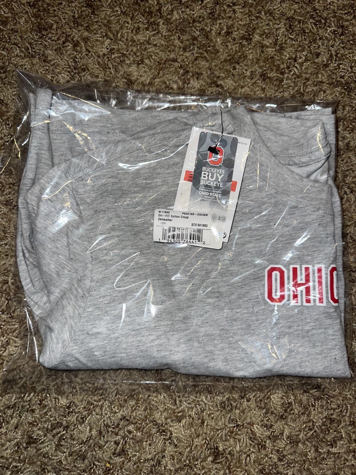 Nike Nike Women's Ohio State Buckeyes Wordmark Cropped Grey T-Shirt Size L / US 10 / IT 46 - 10 Thumbnail