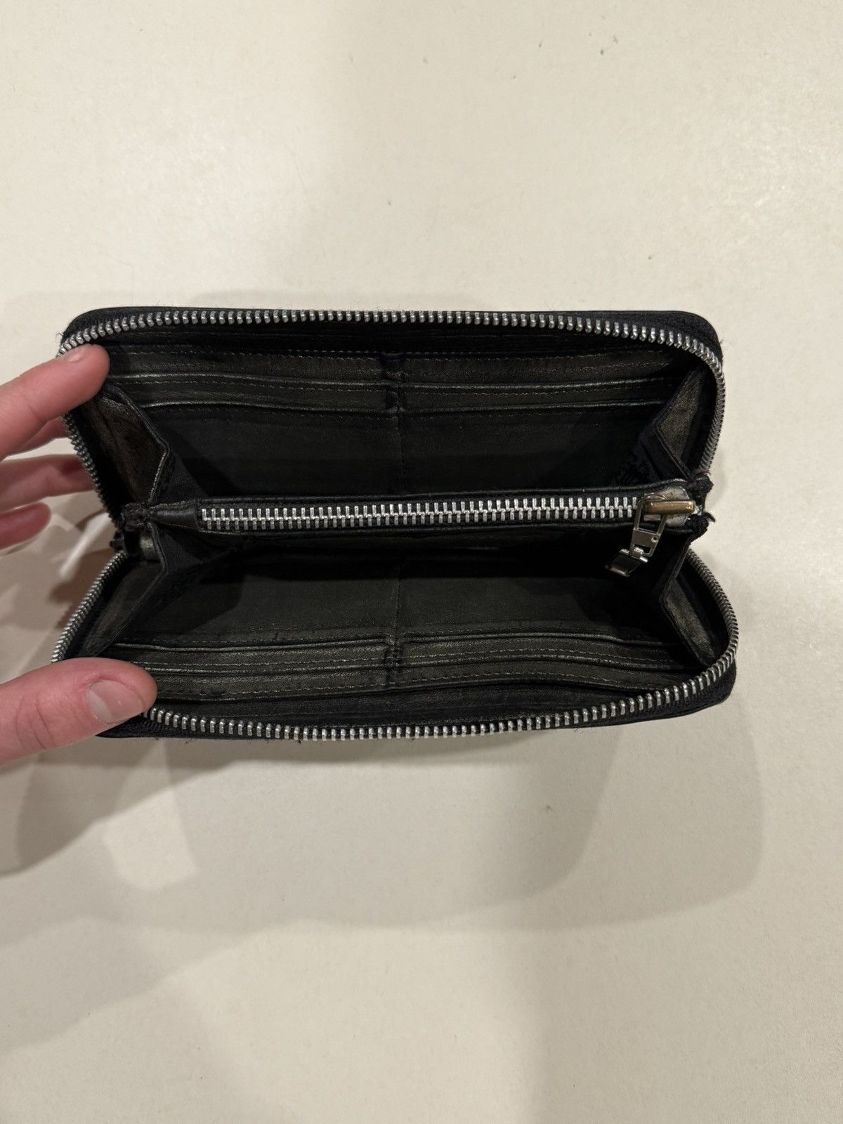 Chrome Hearts Chrome Hearts 3 Cemetery Cross Black Leather Zip Wallet Gold Size ONE SIZE - 6 Thumbnail