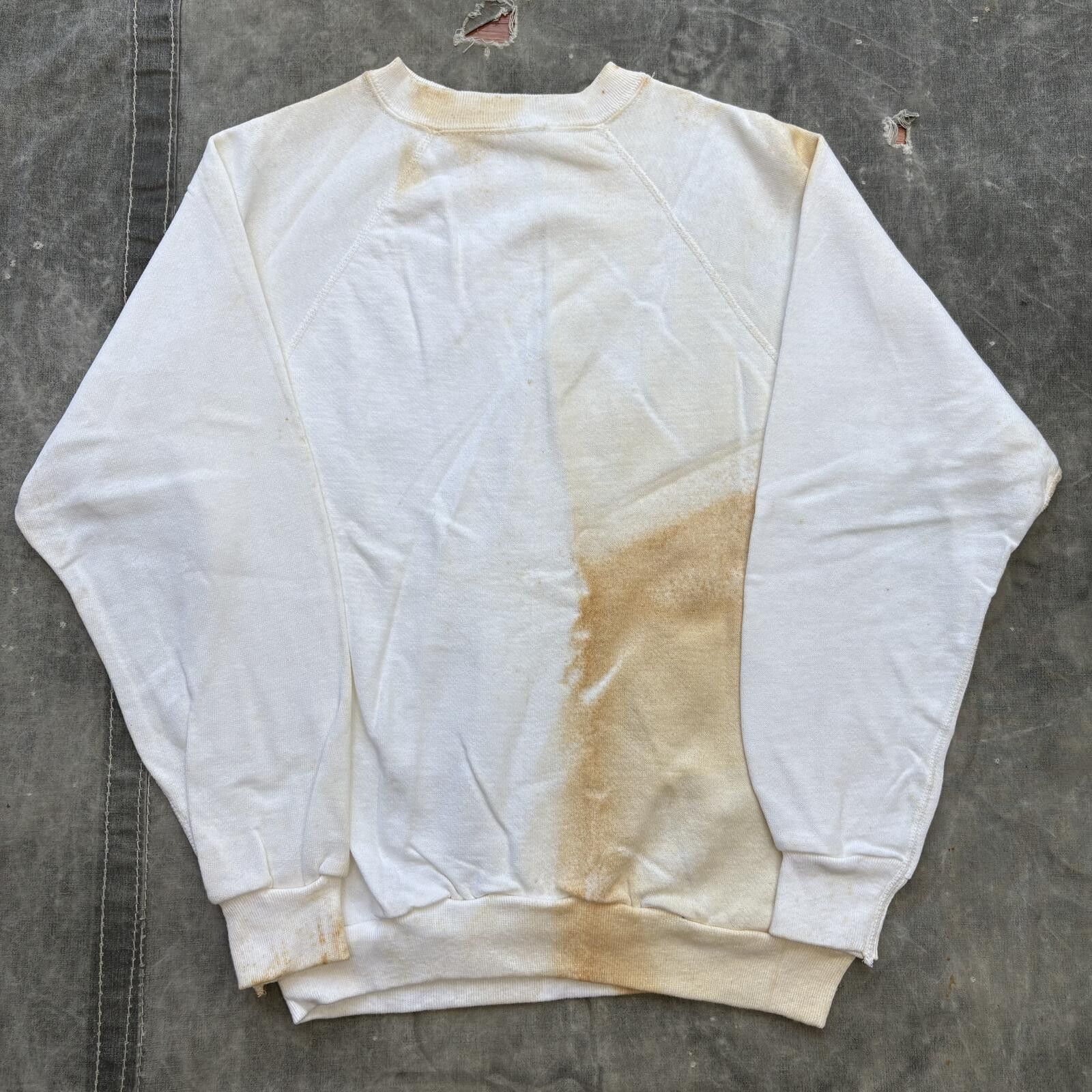 Vintage Vintage 60s 70s Deadstock Blank White Stained Sweatshirt Size US M / EU 48-50 / 2 - 4 Thumbnail