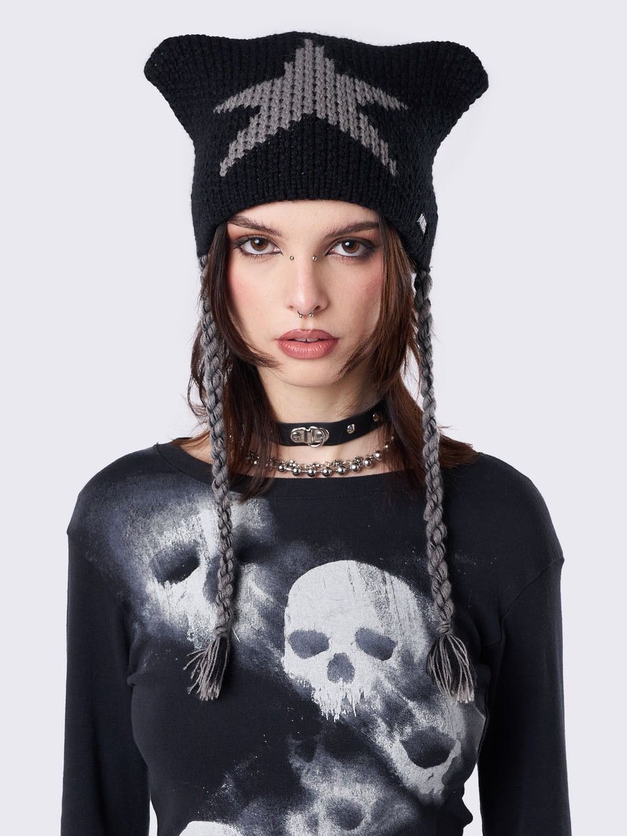 Anime × Japanese Brand × Vintage MINGA STAR KNITTED BEANIE HAT Y2k Sk8 Grunge Size ONE SIZE - 2 Thumbnail
