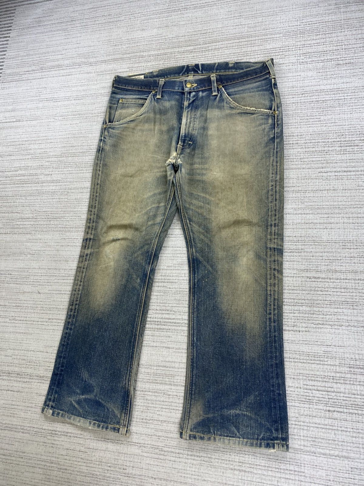 Lee × Vintage Vintage 90s Lee Japan Mud Wash Bootcut Distressed Denim Pant Size US 37 - 4 Thumbnail