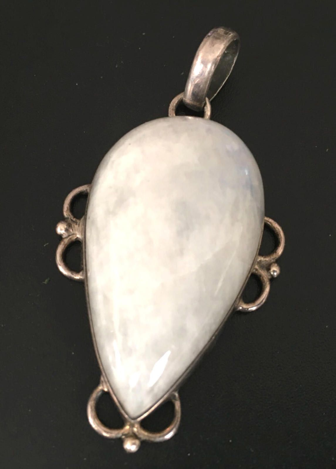 Sterling Silver 14g Vintage Necklace MARKED 925 White Stone with 925 chain Size ONE SIZE - 2 Thumbnail