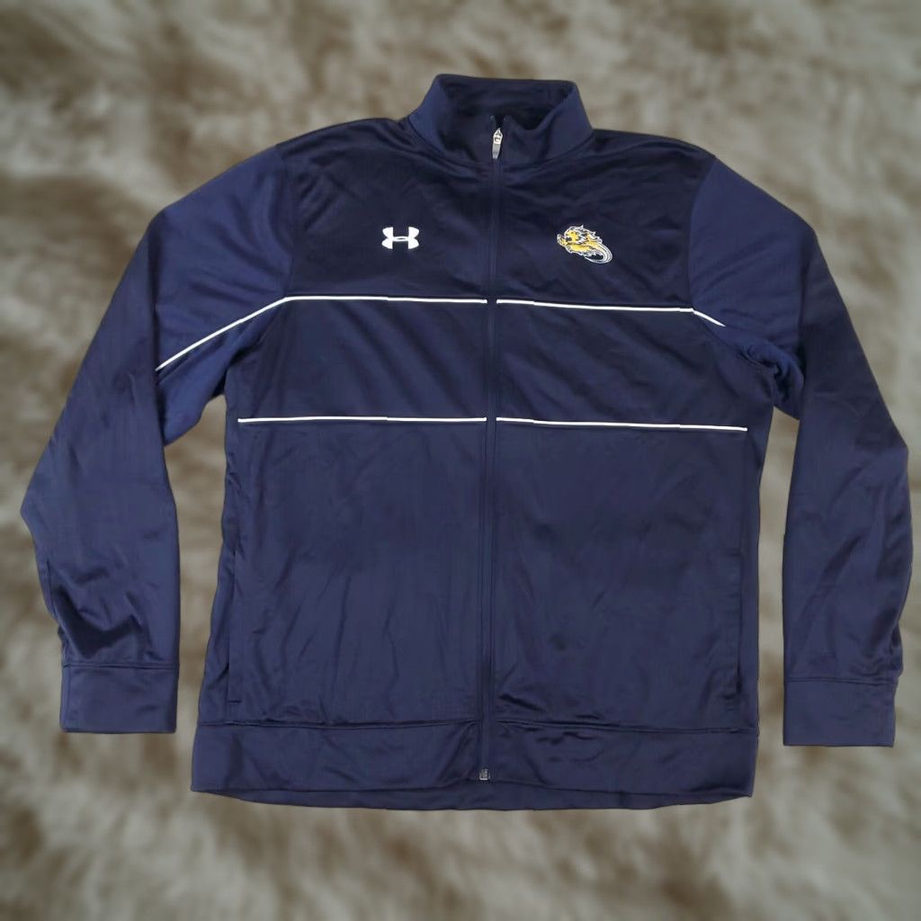 Under Armour Under Armour Jacket Mens XL Blue Full Zip Track Jacket Sports Football Baseball Running & Jogging Walking 100% Polyester Size US XL / EU 56 / 4 - 1 Thumbnail
