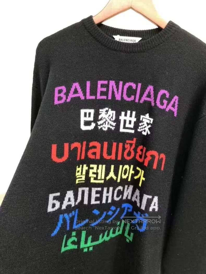 Balenciaga Balenciaga Multilingual Color Logo Collar Knit Sweater, XS Size US XS / EU 42 / 0 - 3 Thumbnail