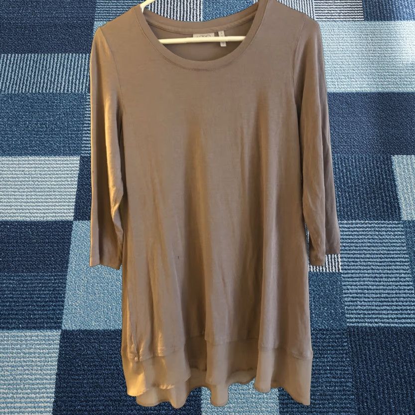 Vintage LOGO Lori Goldstein Tunic Blouse Women's S Brown Scoop Neck Long Sleeve Pullover Casual All Seasons New title Size S / US 4 / IT 40 - 1 Thumbnail