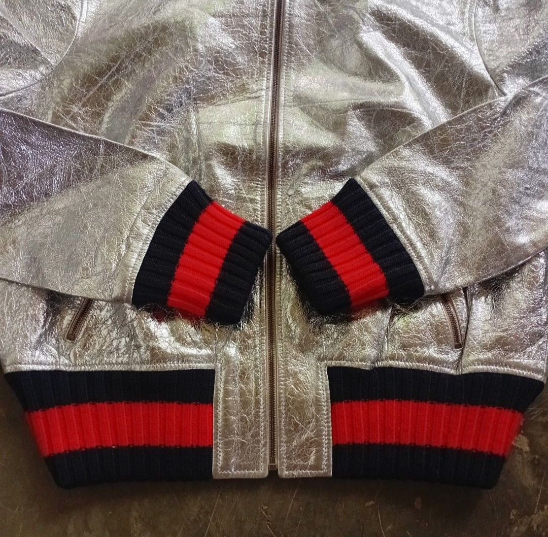 Gucci Crackle Bomber Leather Jacket in size 44IT(S) Size S / US 4 / IT 40 - 3 Thumbnail