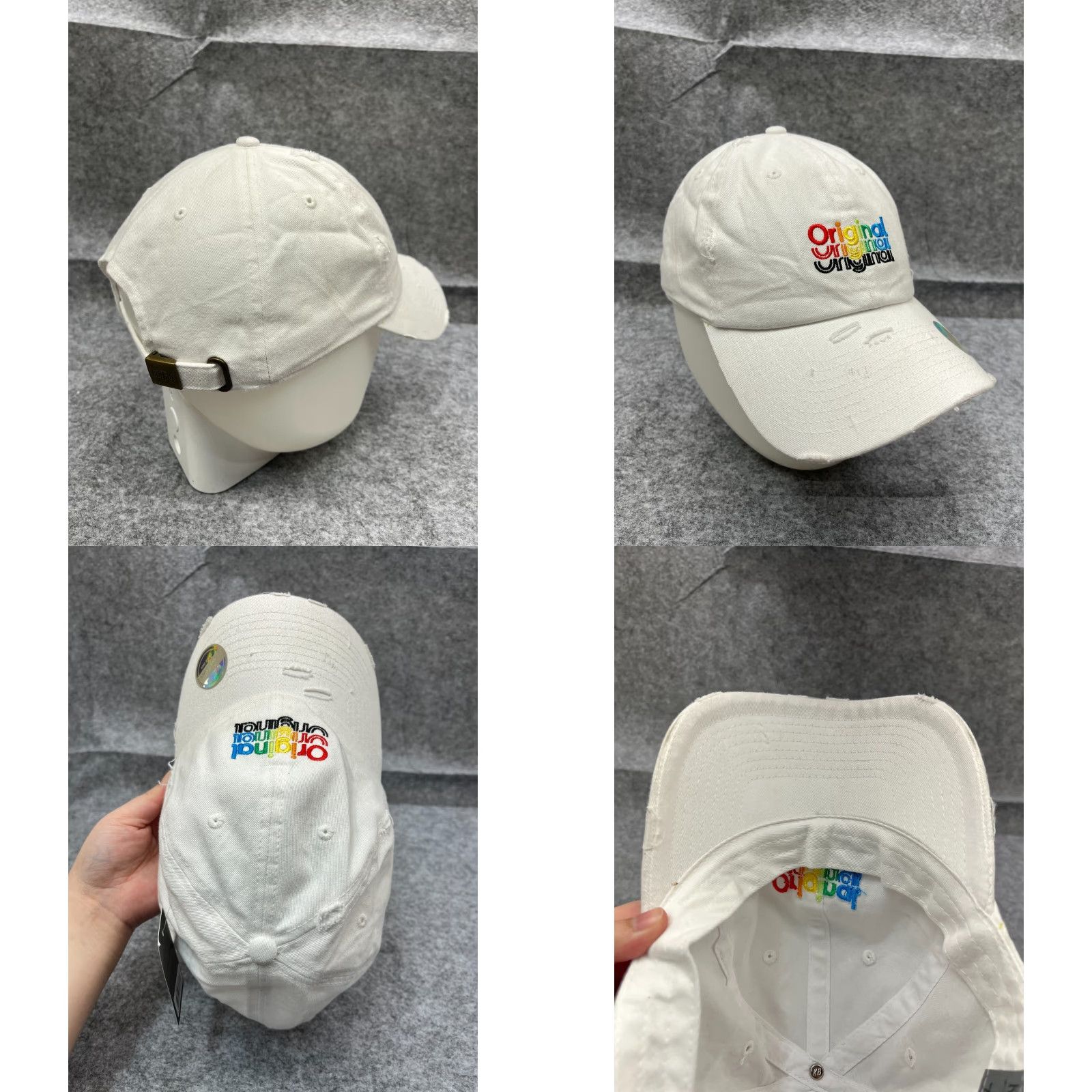 Vintage KBethos Hat Cap Strap Back Adult One Size White 100% Cotton Distressed Size ONE SIZE - 8 Thumbnail
