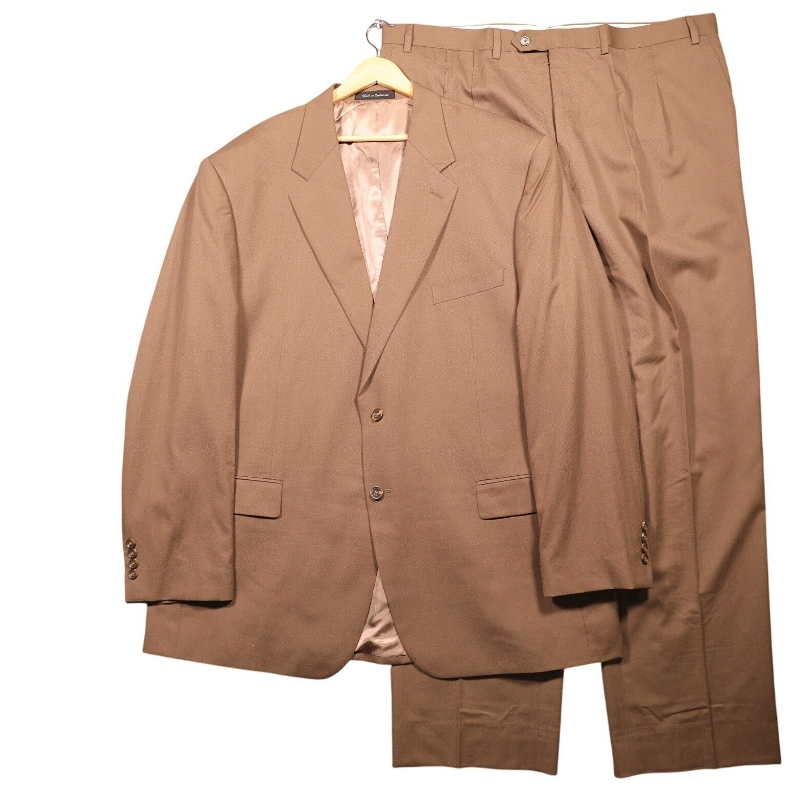 Chaps Chaps Wool Suit Mens 48L Brown Pleated Pants 100% Wool Size 48L - 1 Thumbnail