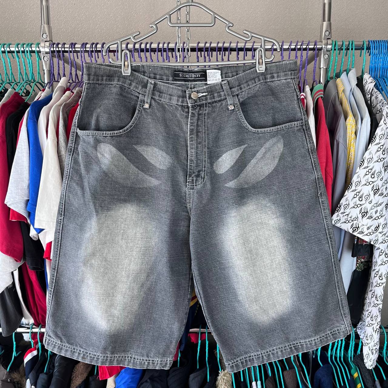 Akademiks × Vintage Vintage Akademiks Rap Wide Baggy Denim Shorts Jnco Style Size US 36 / EU 52 - 5 Thumbnail