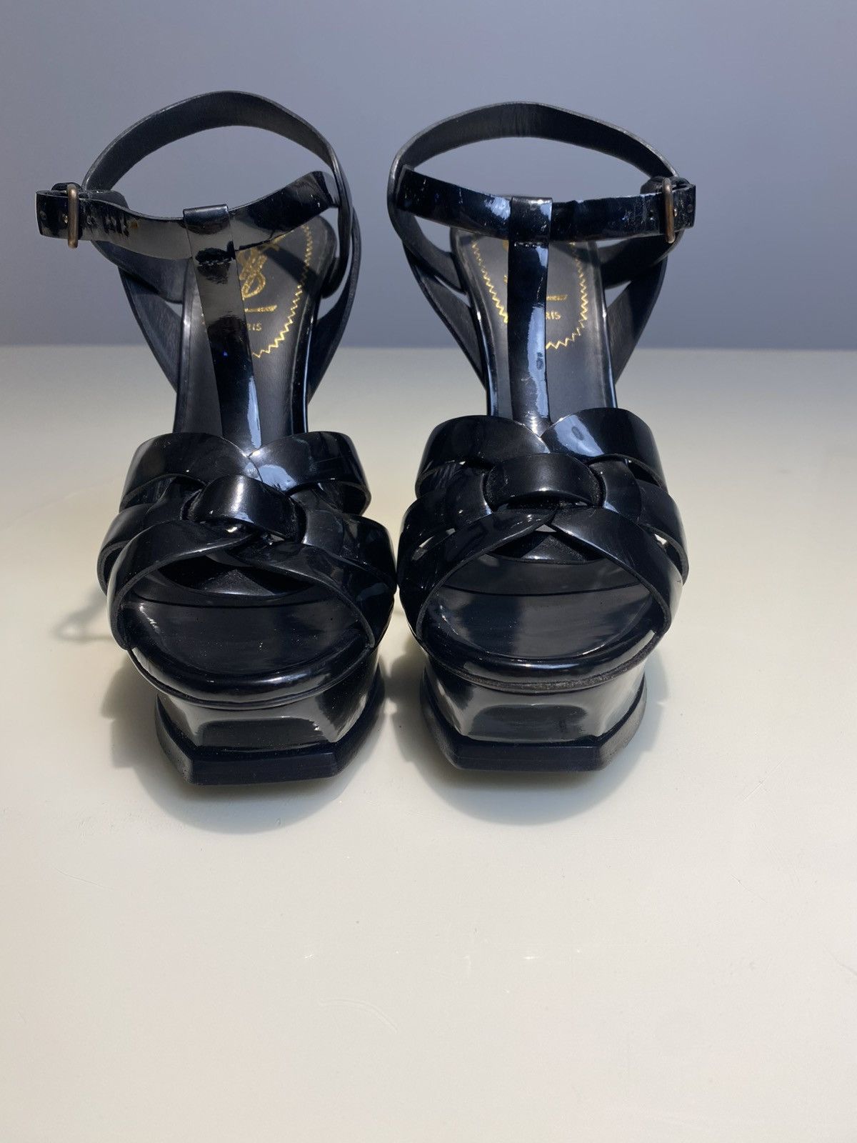 Yves Saint Laurent YSL Pastel Black Patent Leather Tribute Heels Size5 Size US 5 / IT 35 - 4 Thumbnail