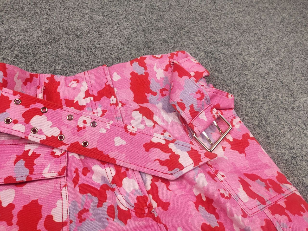 Vintage Manoush Design Bright pink camo belt mid-length Pocket skirt Size 28" / US 6 / IT 42 - 12 Thumbnail