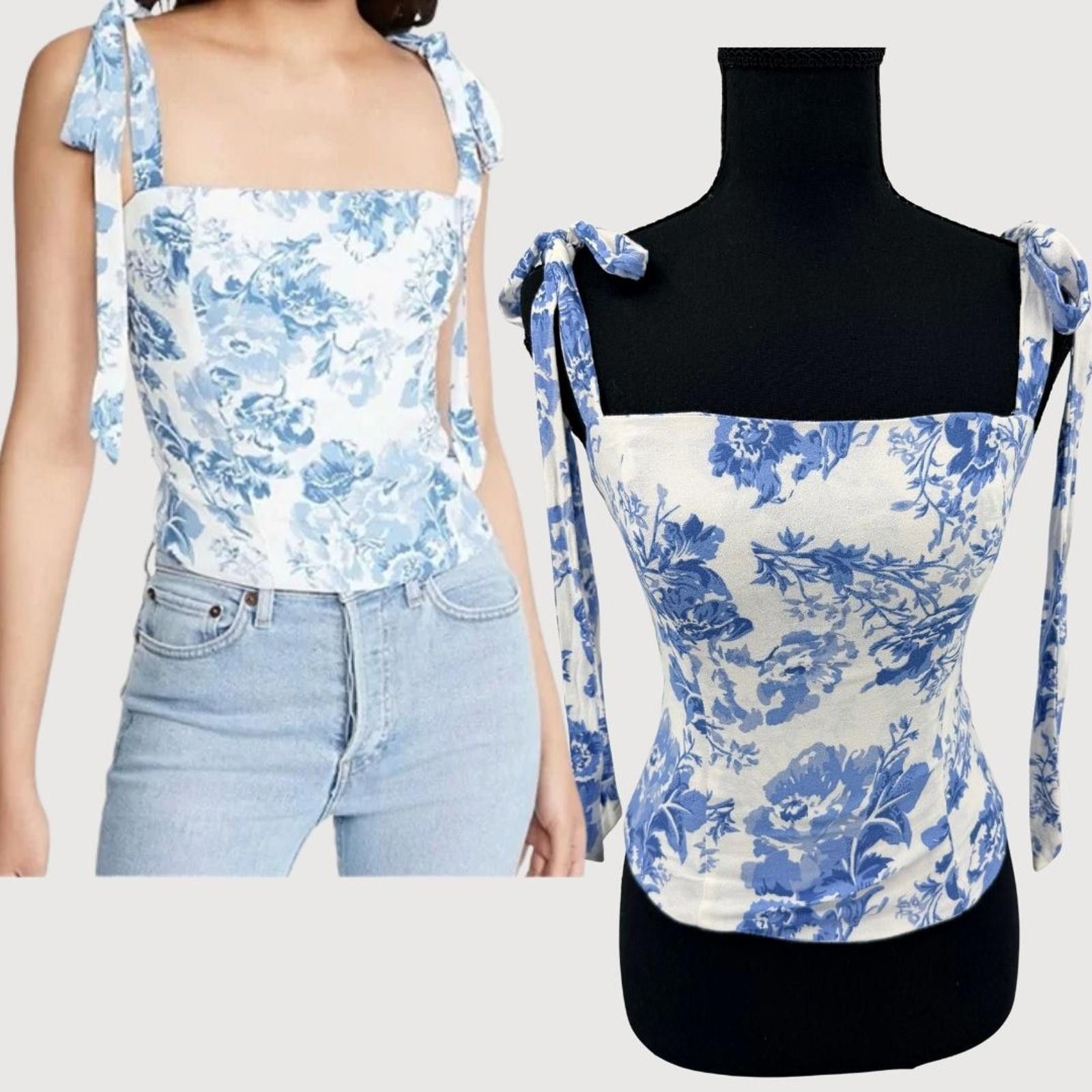 Reformation Ellora Floral Tie Strap Top Size 2