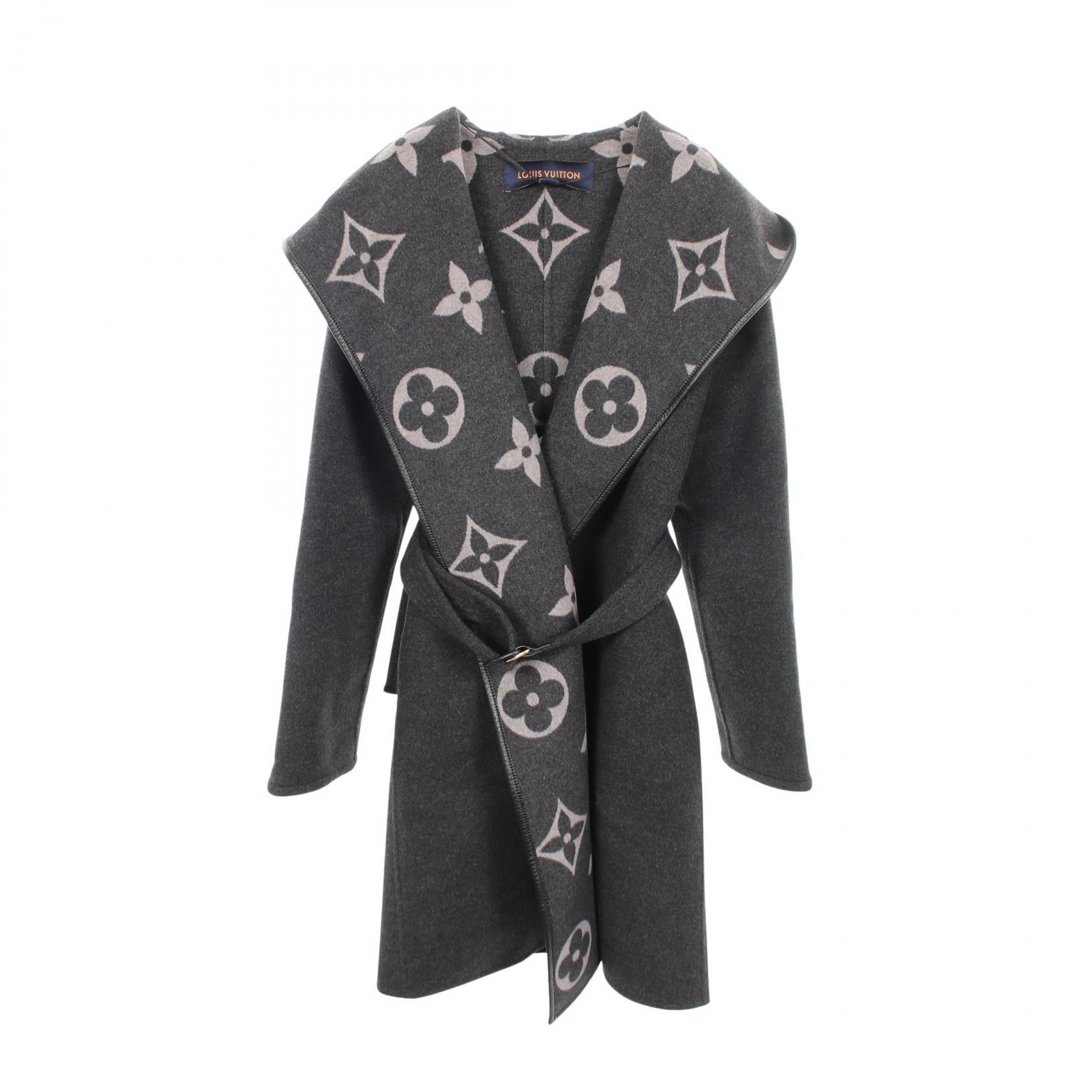 Louis Vuitton Louis Vuitton Louis Vuitton Hooded Wrap Coat Wool Coat Textile Outerwear FJC022NUV DUTY FREE for USA Size ONE SIZE - 1 Thumbnail