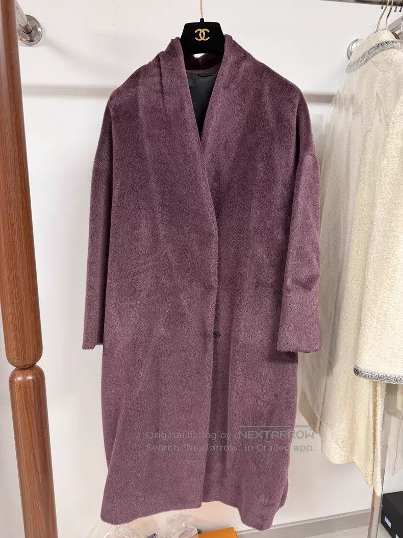 Brunello Cucinelli Brunello Cucinelli Alpaca Wool Robe Coat, Grape Purple Size XS / US 0-2 / IT 36-38 - 3 Thumbnail
