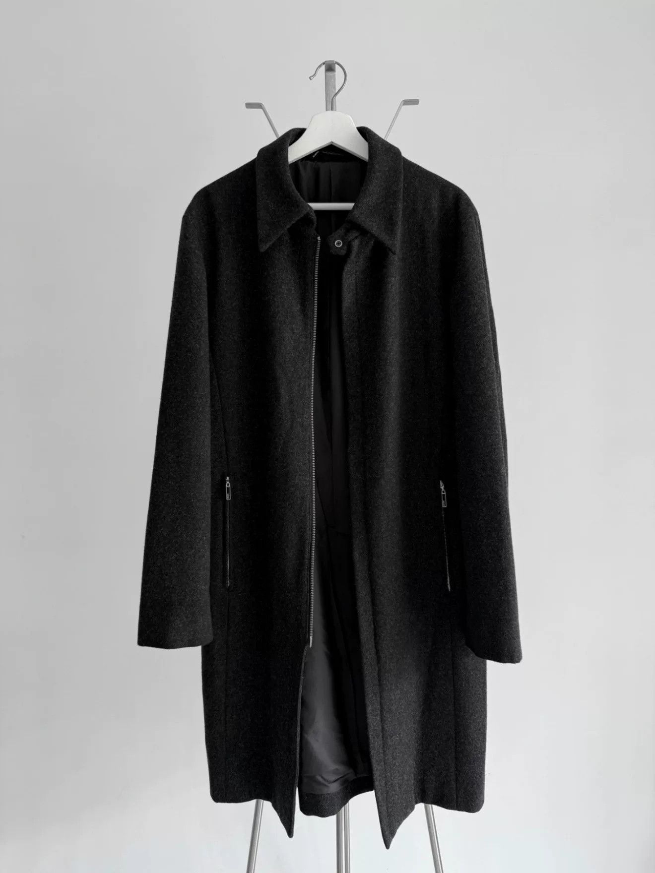 Jean Paul Gaultier Jean Paul Gaultier Charcoal Wool Zip Coat Size US L / EU 52-54 / 3 - 1 Thumbnail