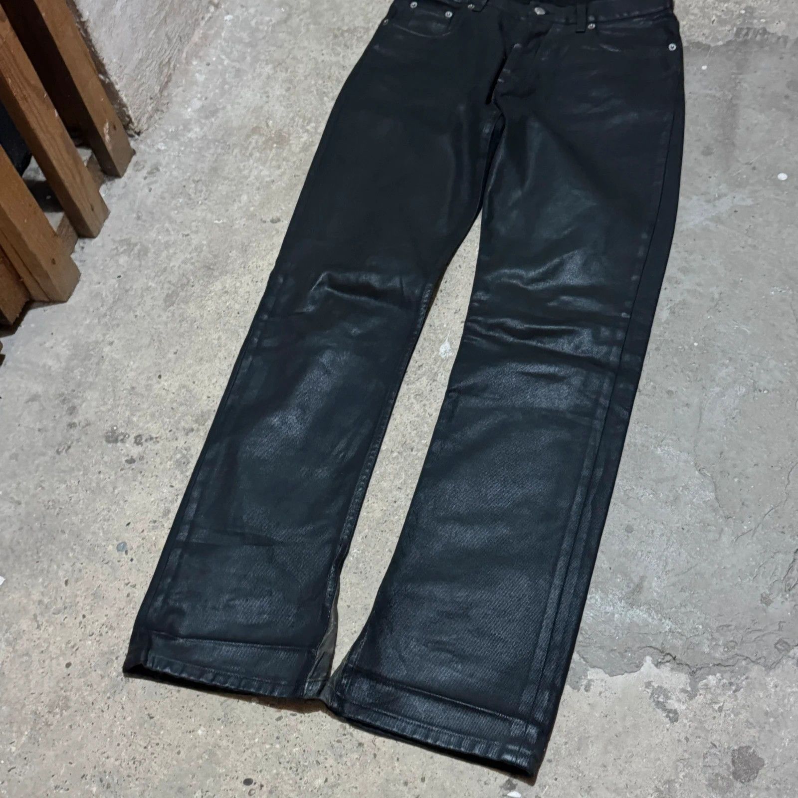Helmut Lang S/S 1999 Helmut Lang wax coated black denim italian cut Size US 29 - 3 Thumbnail