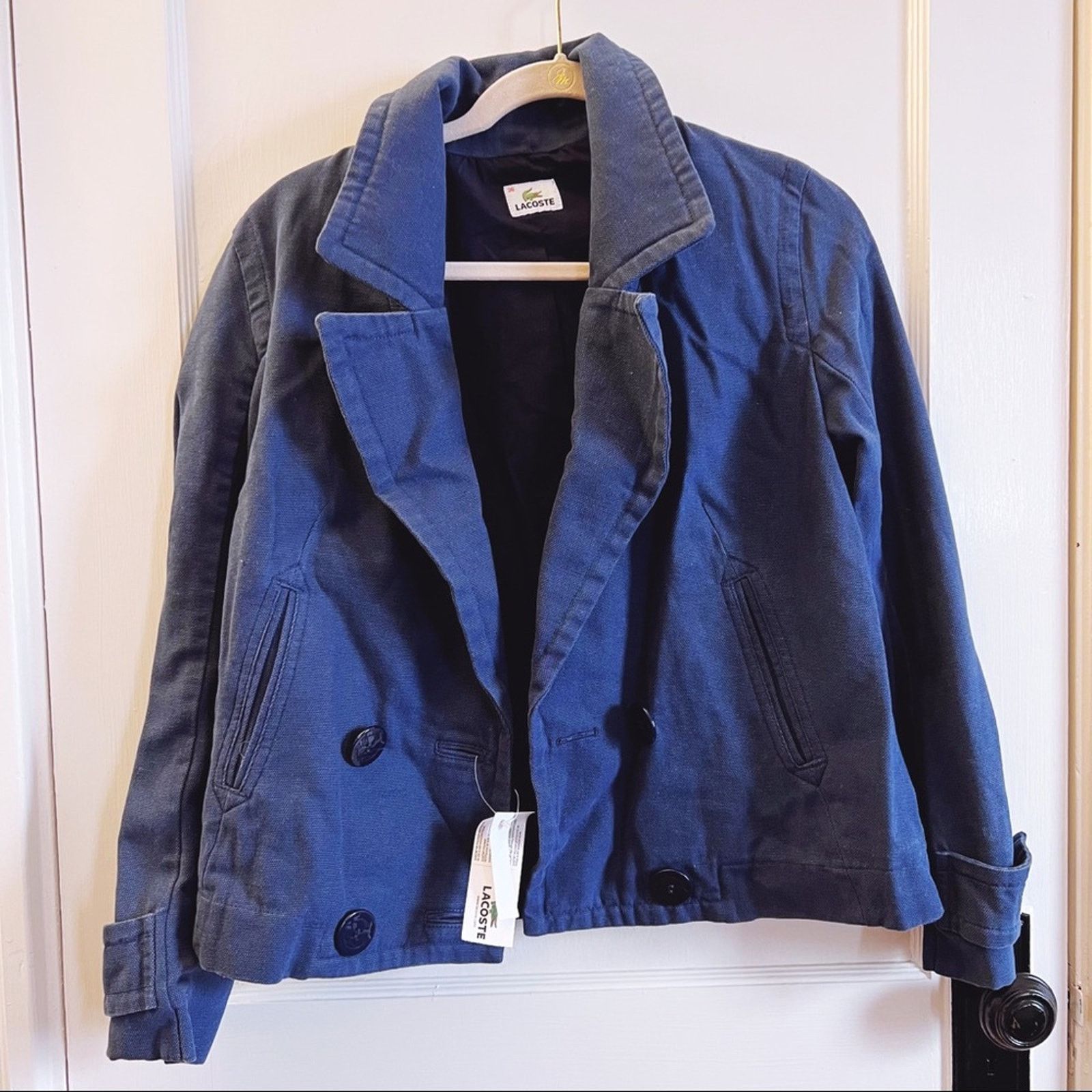 image of Lacoste Blue Buttoned Collar Blazer, Women's (Size Small)