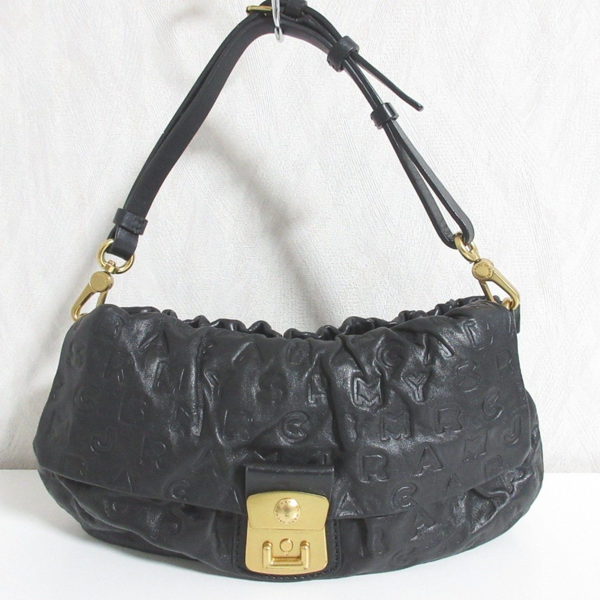 Marc By Marc Jacobs Marc By Jacobs Monogram Logo Embossed Semi-Shoulder Bag Black Women's