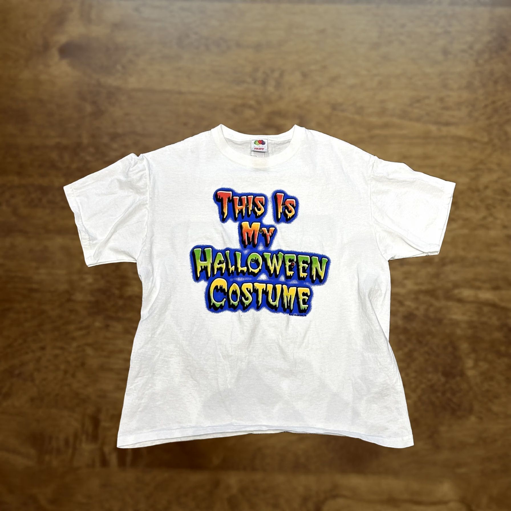 Fruit Of The Loom VINTAGE This Is My Halloween Costume Shirt Mens Large White Light Up LED Graphic Funny Size US L / EU 52-54 / 3 - 1 Thumbnail