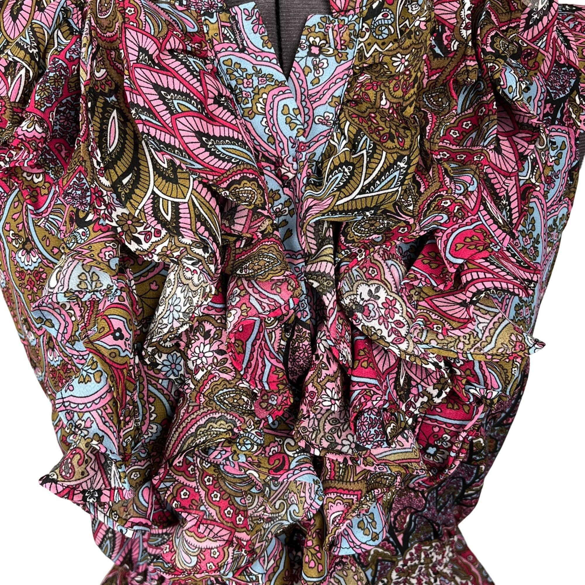 Other Ali & Kris Sleeveless Ruffled Top Elastic Waist V-Neck Chiff Size S / US 4 / IT 40 - 6 Thumbnail