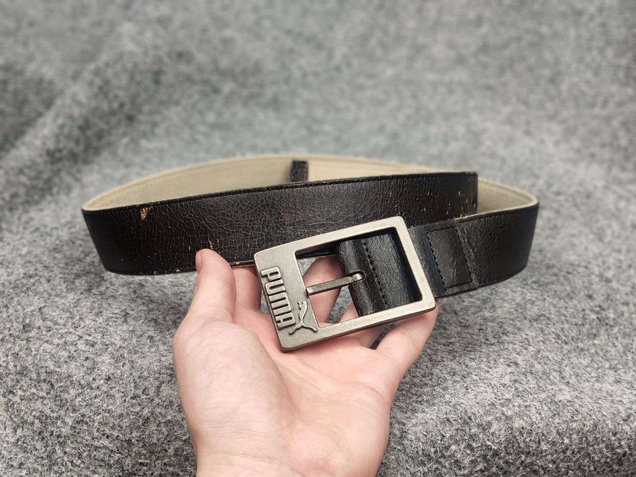 Puma Vintage Puma Logo Dark Brown Canvas Belt Y2K Style Size ONE SIZE - 4 Thumbnail