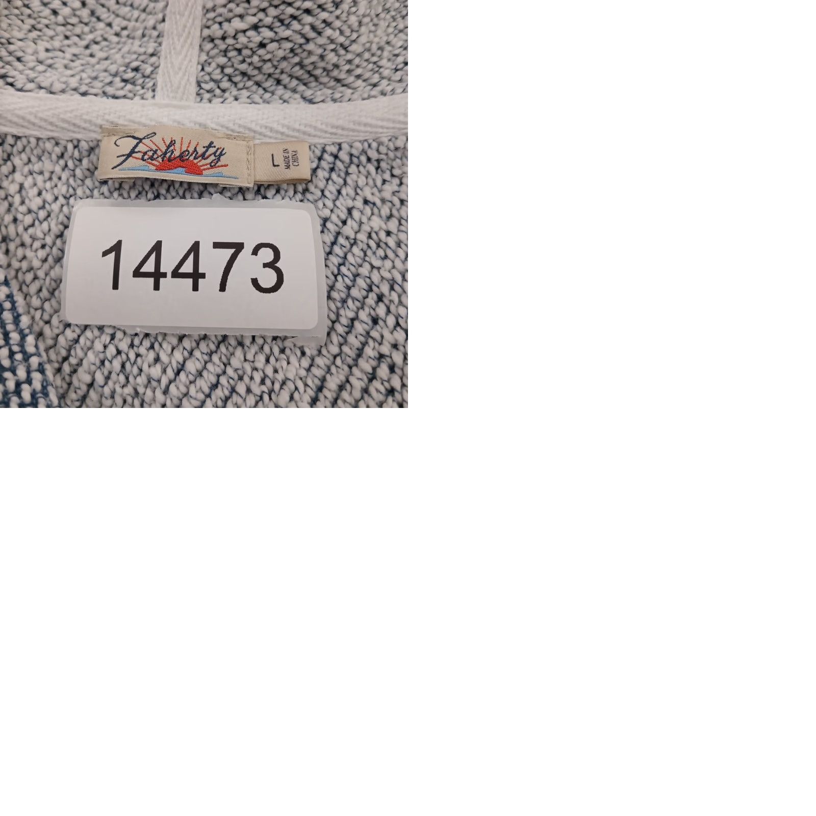 Faherty Faherty Hoodie Womens Large Blue White Terry Pullover Size L / US 10 / IT 46 - 9 Thumbnail