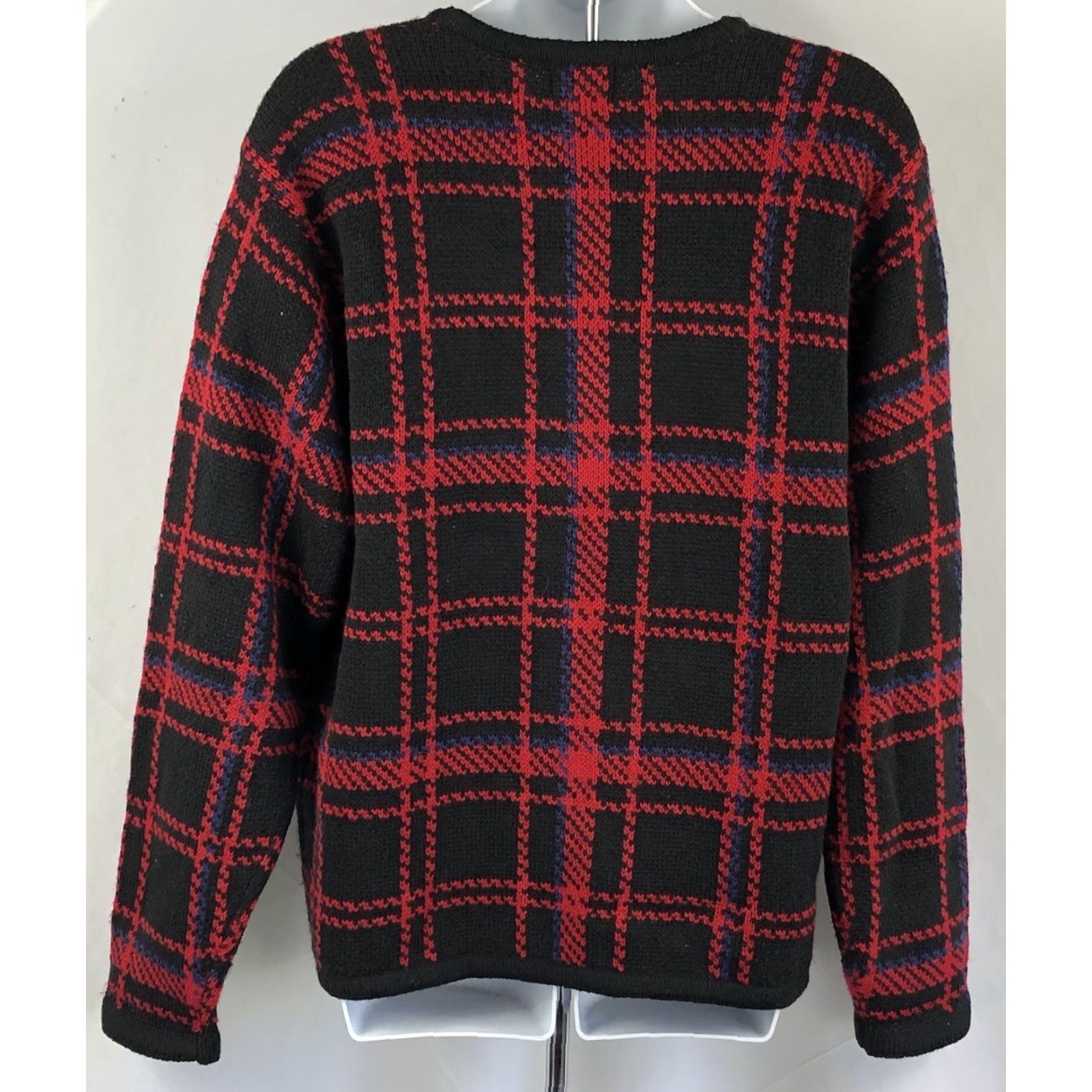 Vintage VINTAGE Liz Baker Cardigan Sweater M Red Plaid Knit Button Up 90s Holiday Academia Women Size L Red Mens Womens Girls Boys Size L / US 10 / IT 46 - 3 Thumbnail