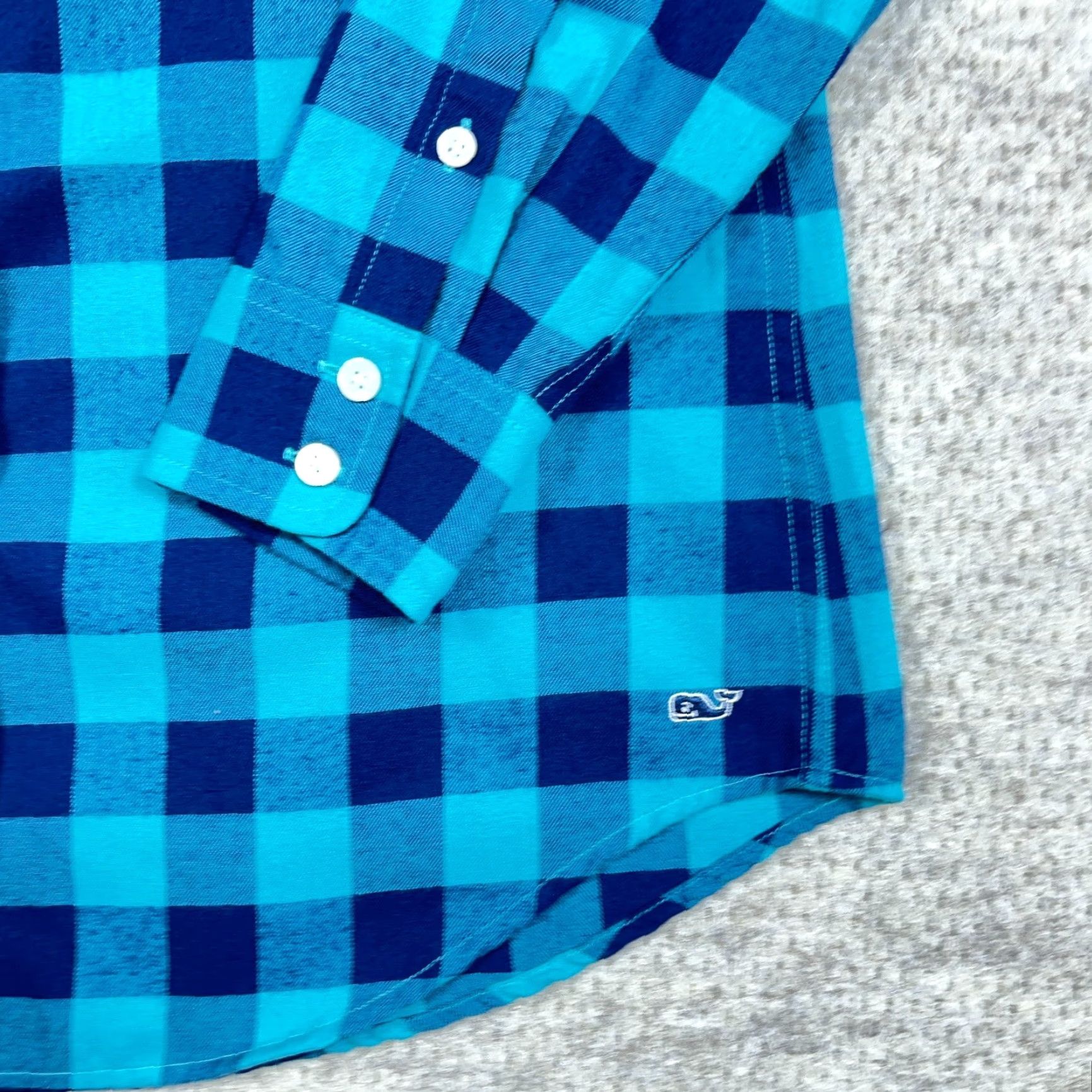 Vineyard Vines Vineyard Vines Shirt Women Size 2 Flannel Buffalo Plaid Teal Blue Preppy Performance Easy Care All Seasons Size XS / US 0-2 / IT 36-38 - 4 Thumbnail