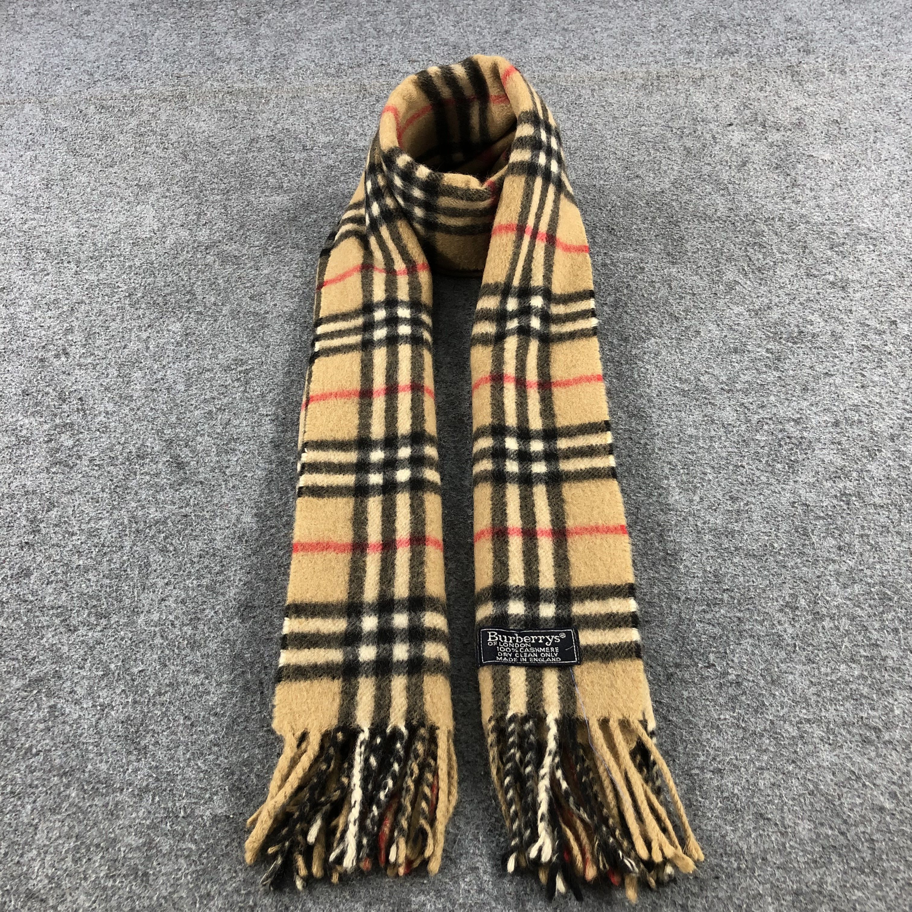 Burberrys Nova Check Tan Cashmere Scarf Muffler V740