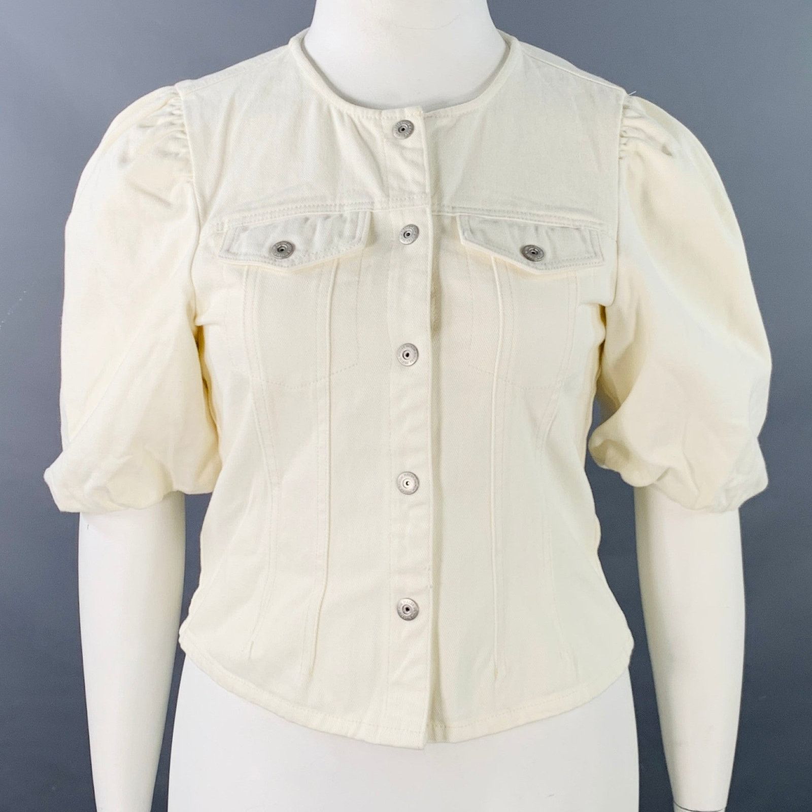 Other PIECES Size L Cream Cotton Twill Snaps Cape Size L / US 10 / IT 46 - 1 Thumbnail