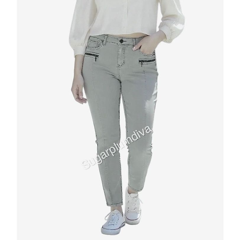 Other Soho NY&C Gray Tapered Leg Exposed Zippers Ankle Jeans 12 Size 34" / US 12 / IT 48 - 1 Thumbnail