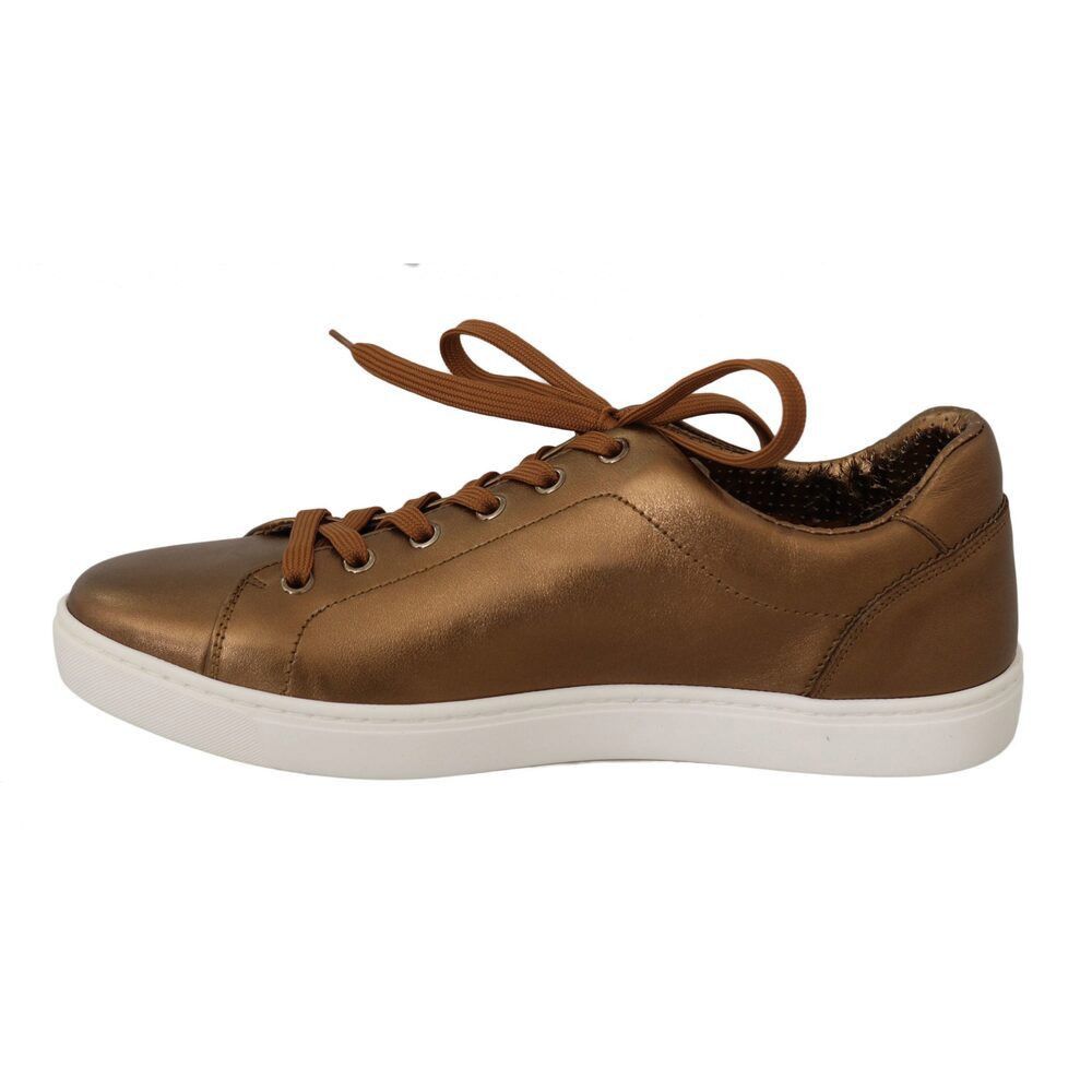 Dolce & Gabbana Dolce & Gabbana Golden Metallic Leather Sneakers Size US 6 / EU 39 - 3 Thumbnail
