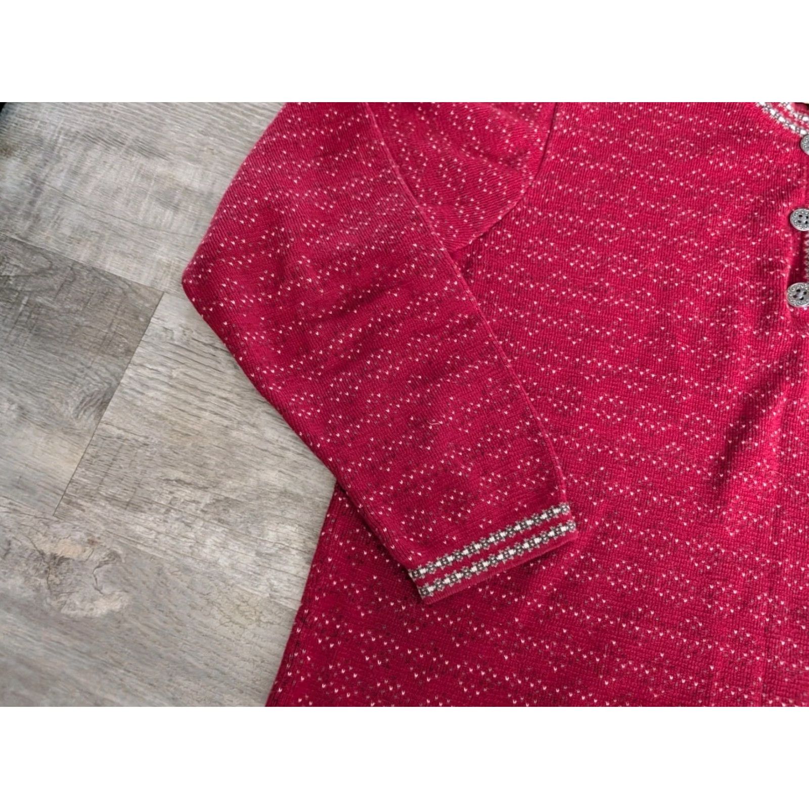Vintage VINTAGE Woolrich Fair Isle Nordic Sweater Ruby Red Medium Pullover Clasp Women's 90s Y2K Size M / US 6-8 / IT 42-44 - 5 Thumbnail