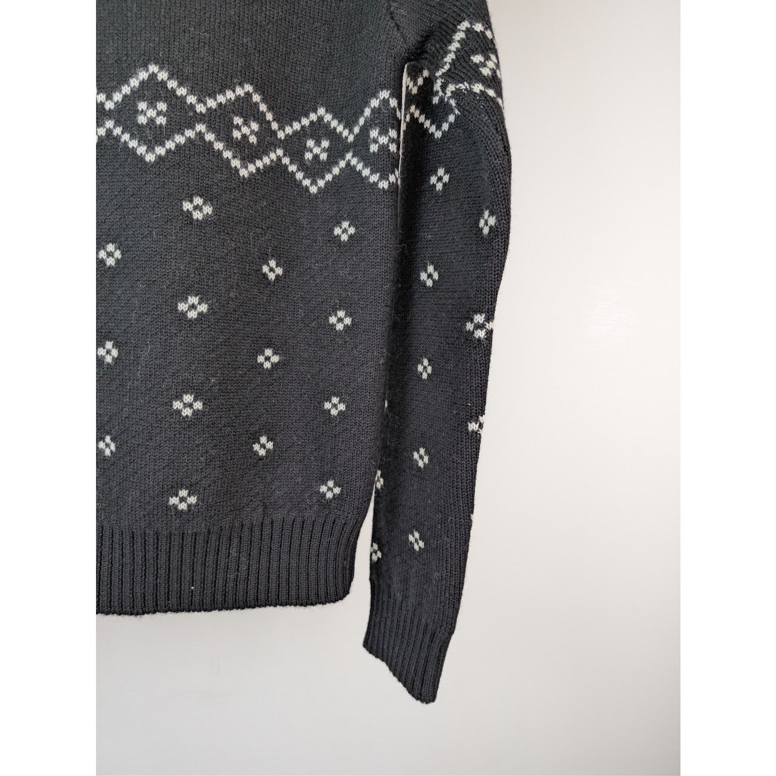 Saint Laurent Paris o1rshd1 Nordic Knit Wool Reindeer Sweater in Black Size US L / EU 52-54 / 3 - 13 Thumbnail