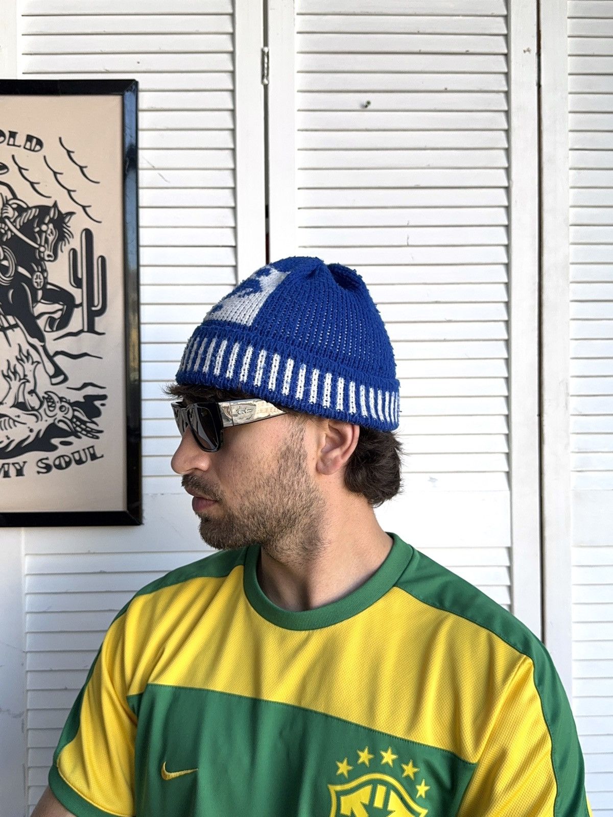 Vintage Vintage 80s Football Soccer Knit Beanie Hat Oldschool Size ONE SIZE - 4 Thumbnail