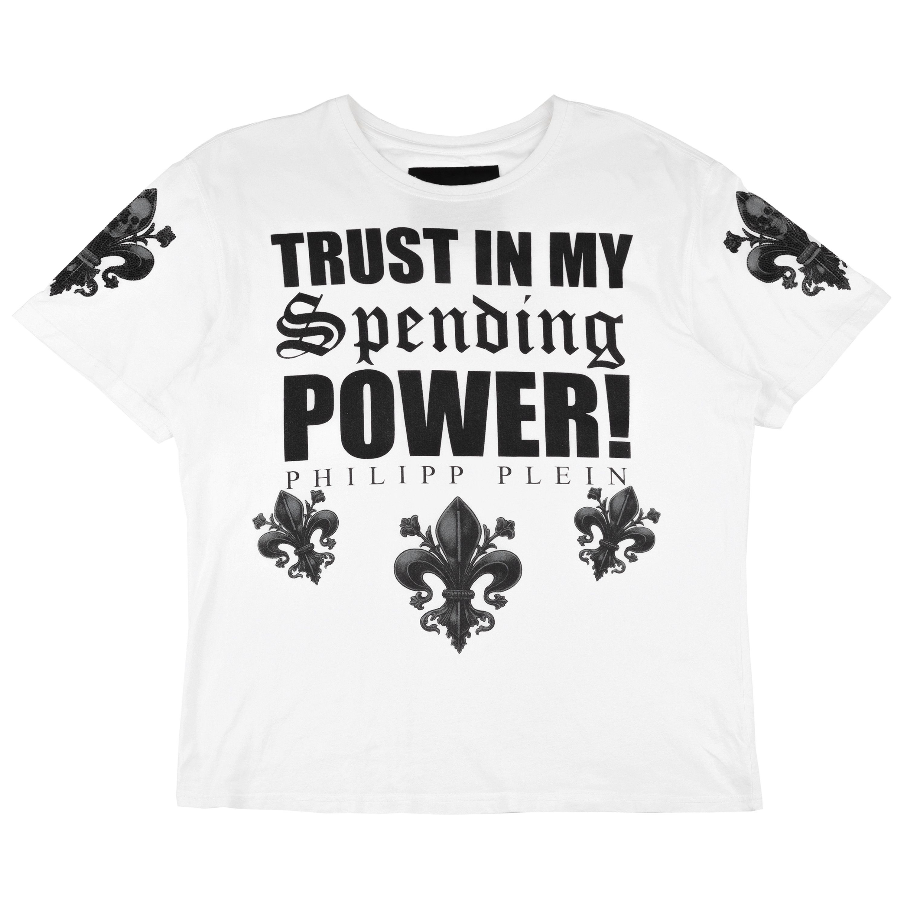 Philipp Plein Philipp Plein “Trust In My Spending Power” White T-Shirt Size US XXL / EU 58 / 5 - 1 Thumbnail