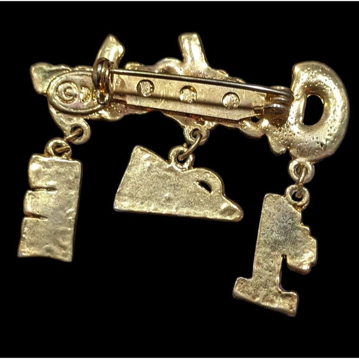 Other Vintage Rainbow Cheerleader Dangling Charm Brooch Signed DM Size ONE SIZE - 2 Thumbnail