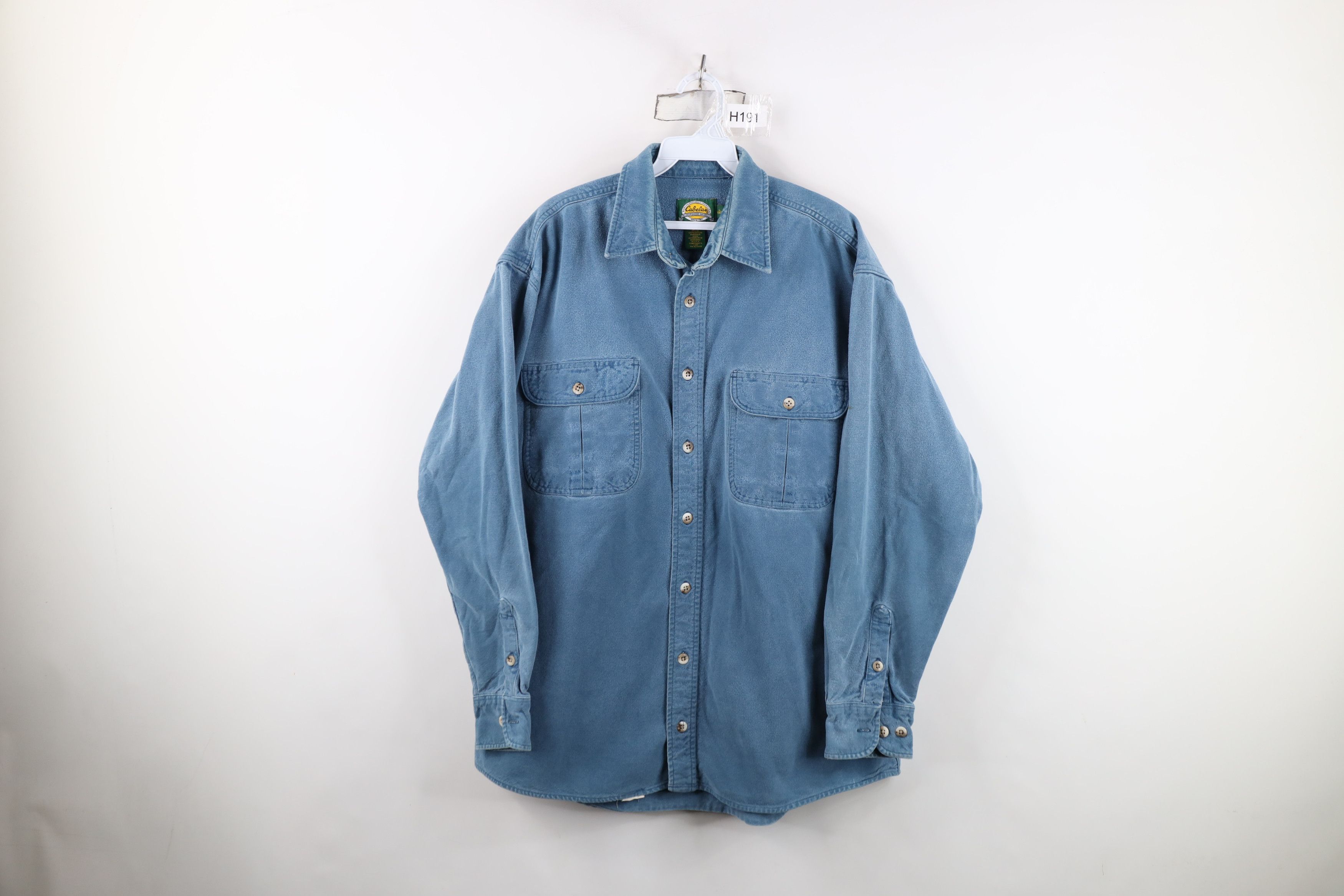 Cabelas Vintage 90s Cabelas Chamois Cloth Button Shirt Blue Size US L / EU 52-54 / 3 - 1 Thumbnail