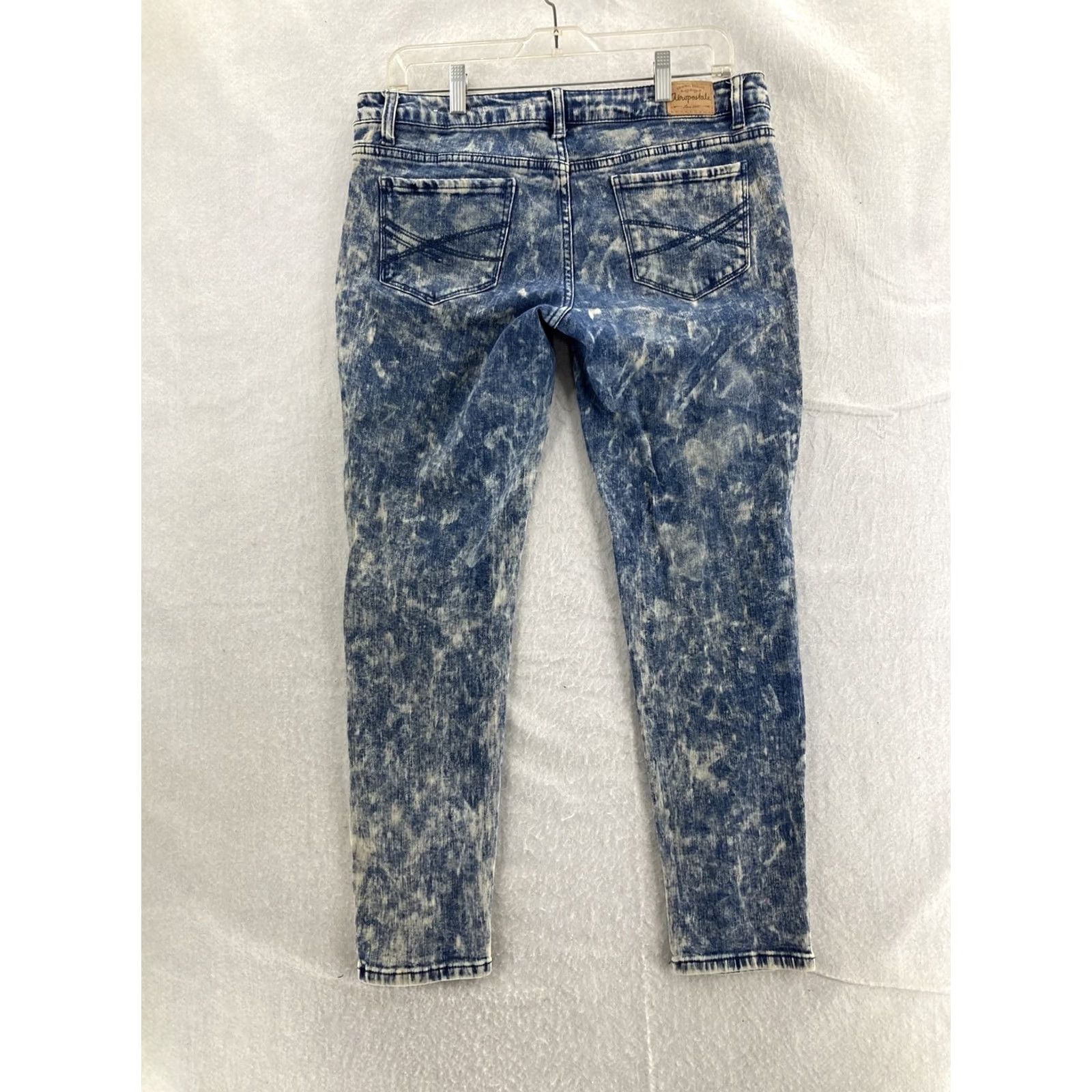 Vintage Aéropostale Jeans 12 Regular Lola Jegging Stonewashed Bleach Low Rise High Rise 90s Womens Jegging Blue Denim Cotton Blend Button Logo Embroidered Size 24" / US 00 / IT 34 - 2 Thumbnail