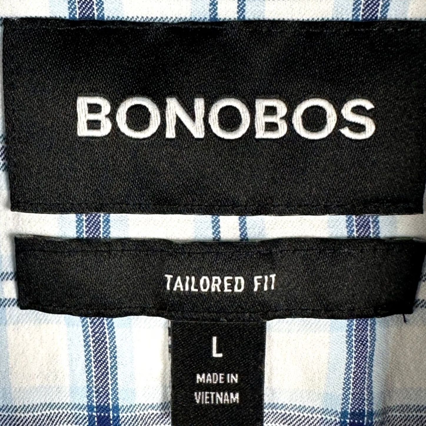 Bonobos Bonobos Shirt Mens Large Blue White Tailored Fit Button Up Plaid Casual Stretch Size US L / EU 52-54 / 3 - 4 Thumbnail